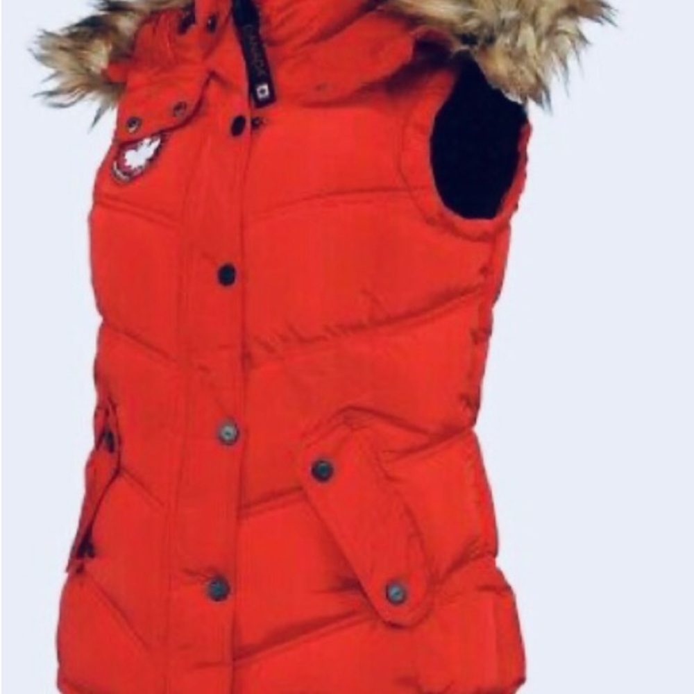 Canada Weather Gear | Red Hooded Puffer Vest - Women